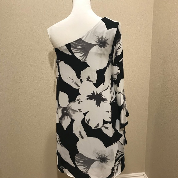 New. CeCe One Shoulder Floral Print Dress - Picture 6 of 6